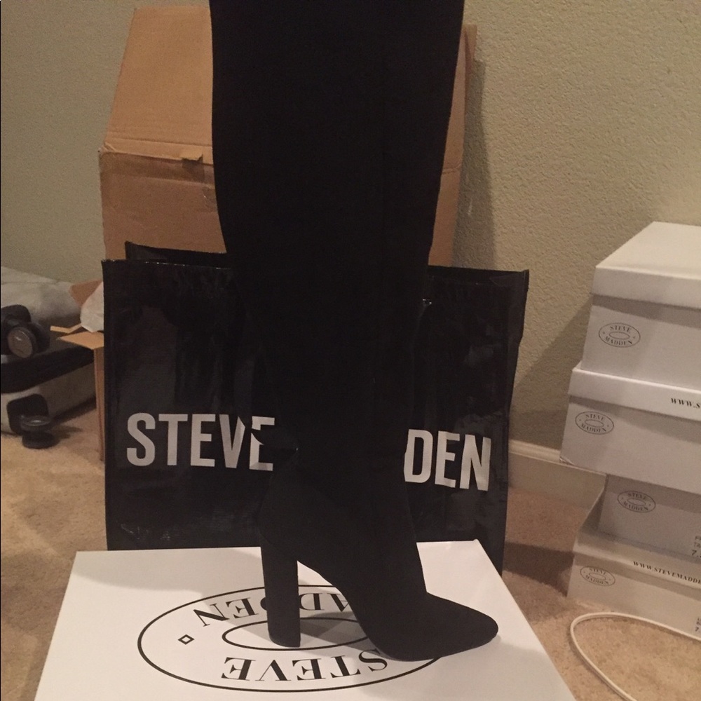 Essence black over the knee boot